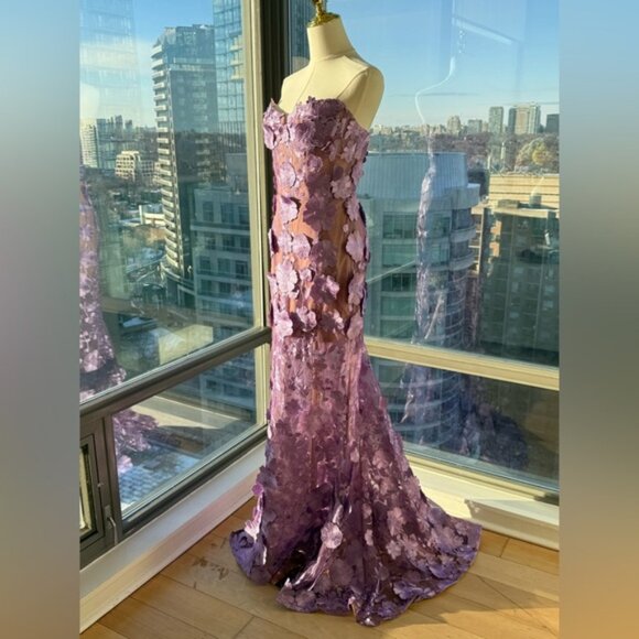 🆕 BRONX & BANCO 🧿 NWOT Jasmine Floral-Appliqued Gown, Lilac - Sz M US 6 - Picture 11 of 16